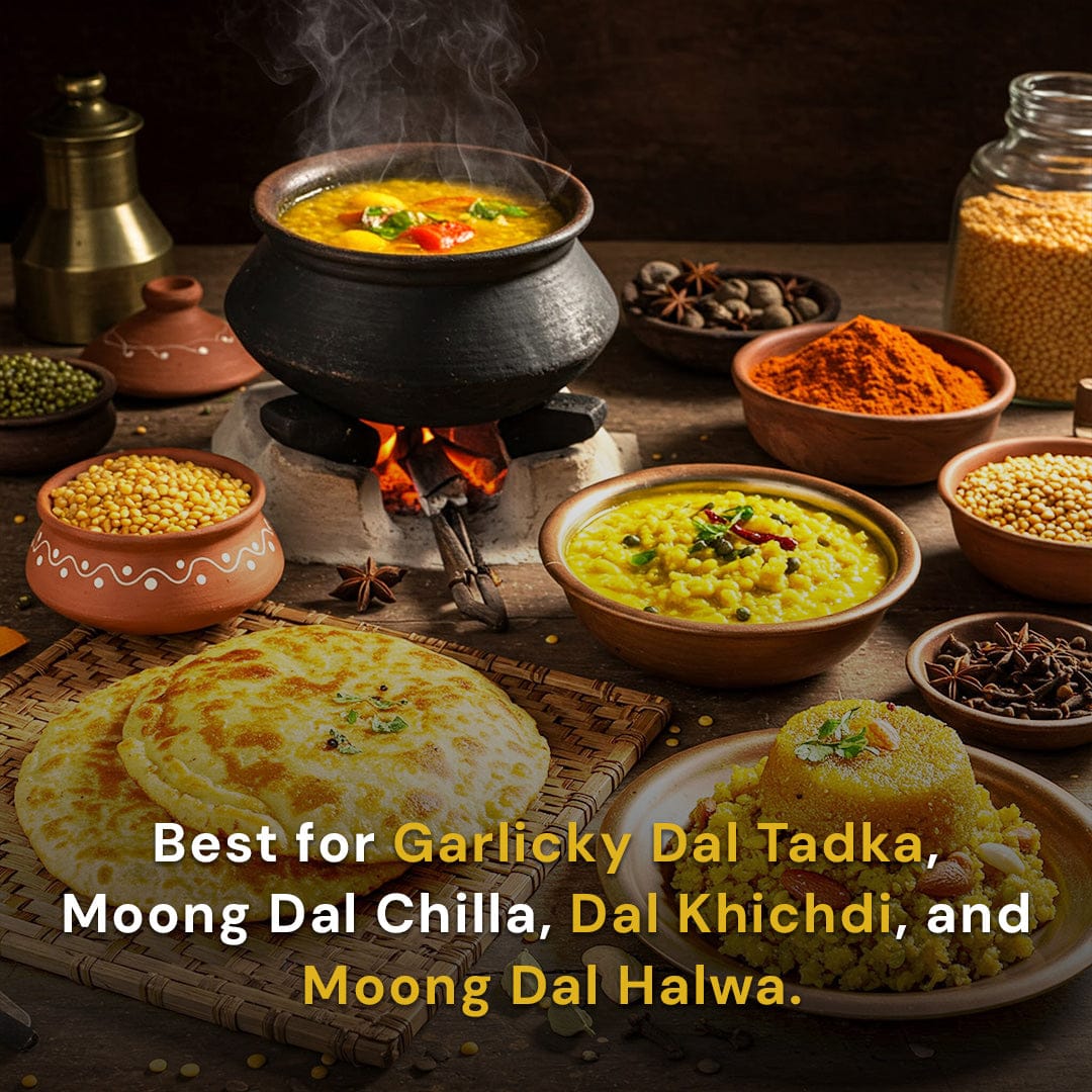 Safe Harvest pesticide-free whole moong best for garlicky dal tadka moong dal chilla dal khichdi and moong dal halwa.